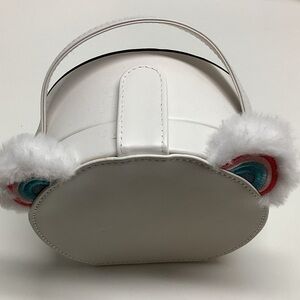 Claire’s White Furry Ear Jewelry Box With Handle. Preloved